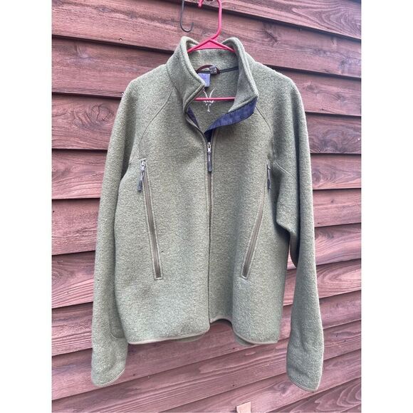Vintage IBEX XL Men’s Green 100%  New Wool Thick Zip Jacket made in USA - Picture 2 of 15
